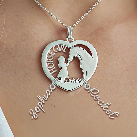 Collier cheval personnalisé avec breloques pour fille à cheval