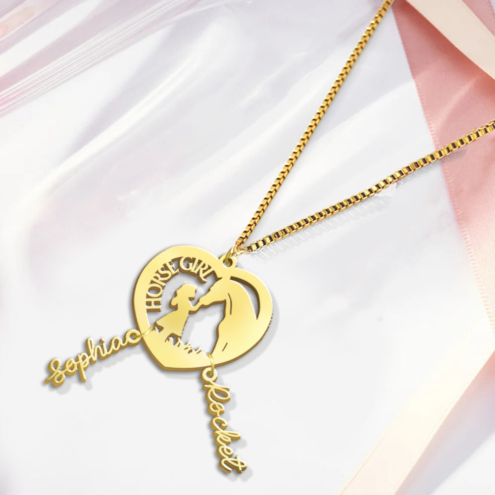 Collier cheval personnalisé avec breloques pour fille à cheval