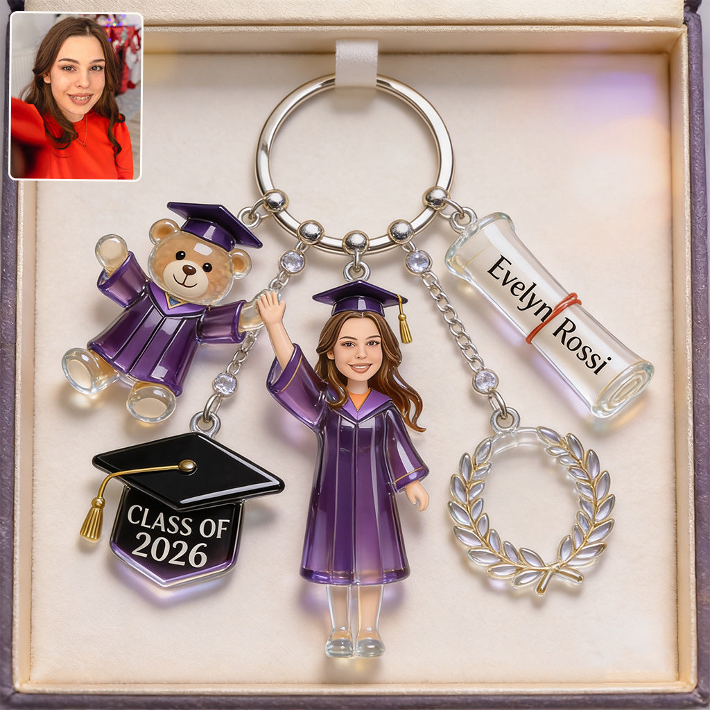 Promotion de la promotion 2026 - Porte-clés de graduation personnalisé avec charms