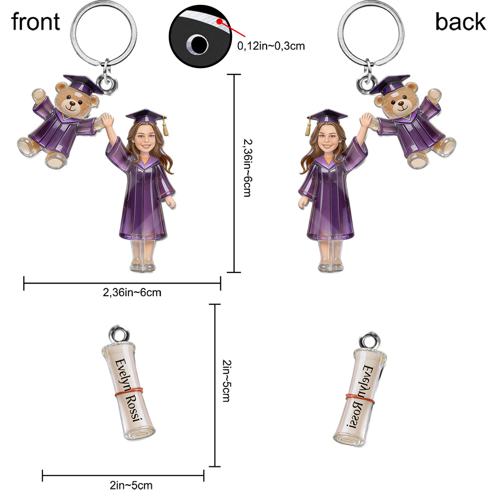 Promotion de la promotion 2026 - Porte-clés de graduation personnalisé avec charms