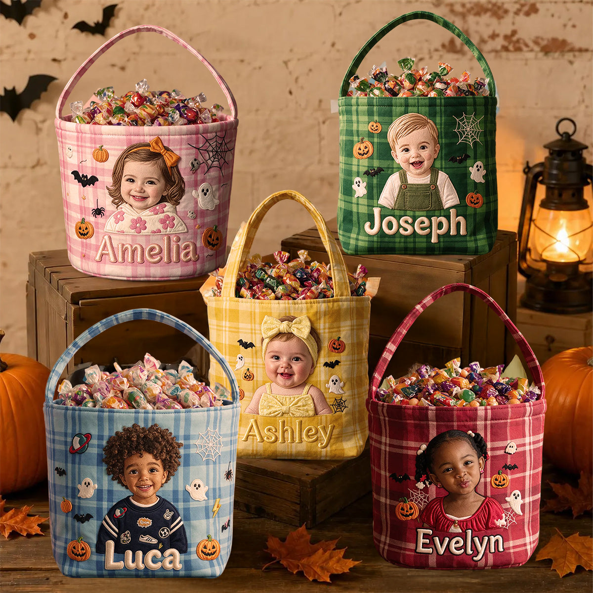 Halloween Trick-or-Treat - Personalized Kid Canvas Bucket Bag