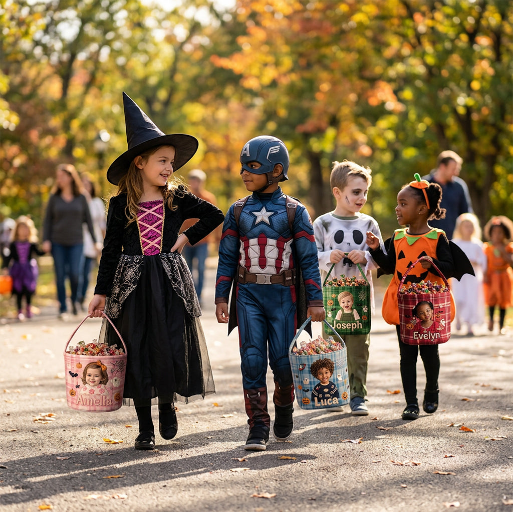 Halloween Trick-or-Treat - Personalized Kid Canvas Bucket Bag