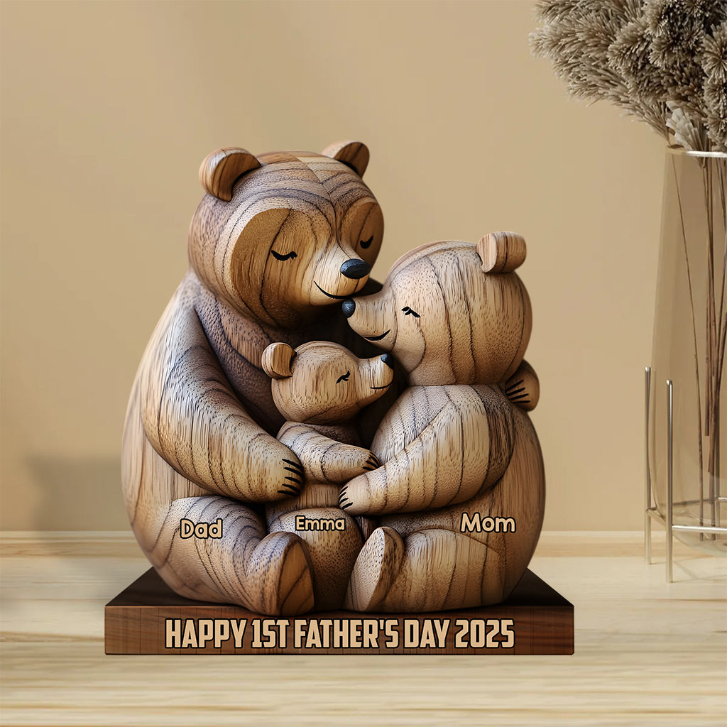 First Father's Day Family Bear - Personalized Father Custom Shaped Acrylic Plaque