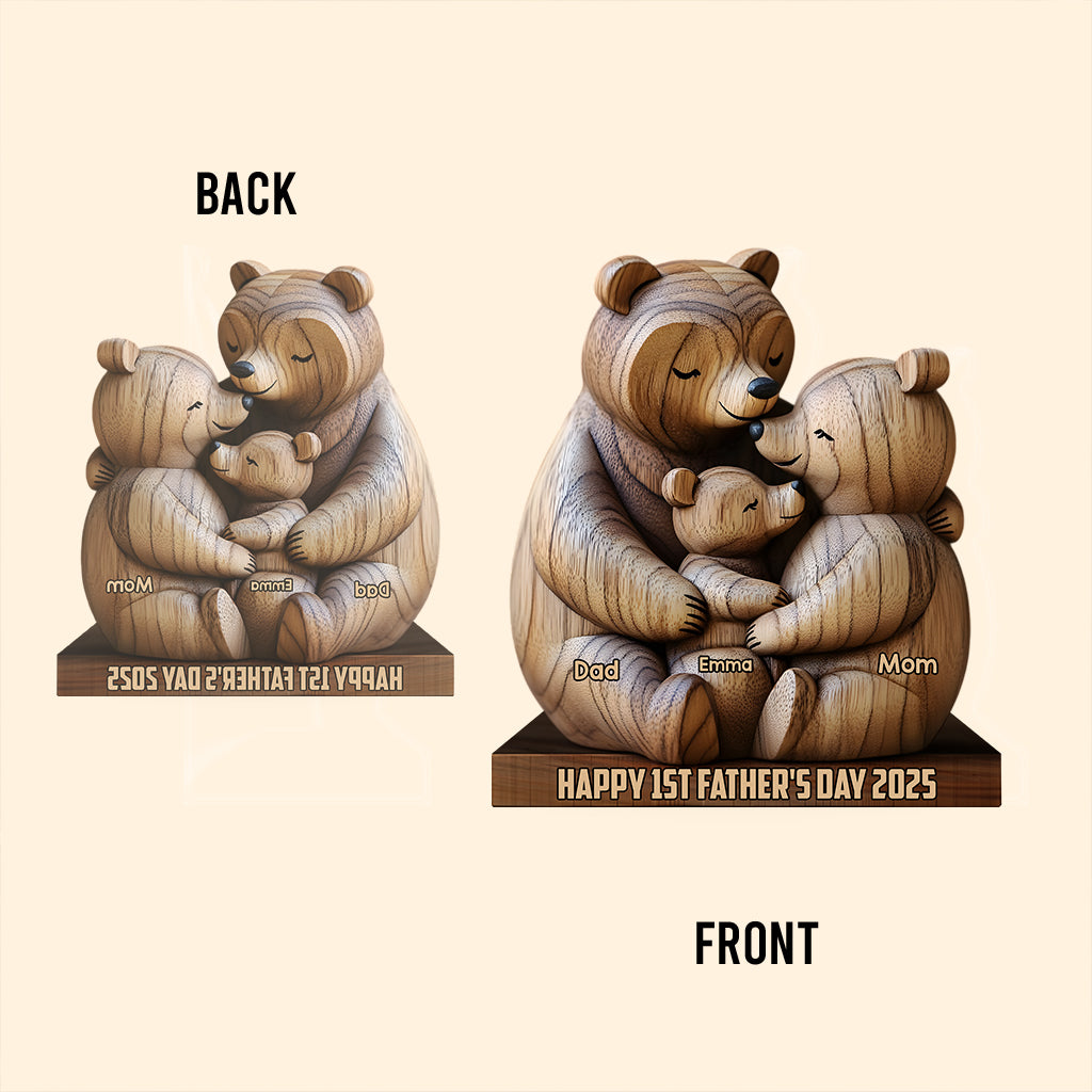 First Father's Day Family Bear - Personalized Father Custom Shaped Acrylic Plaque