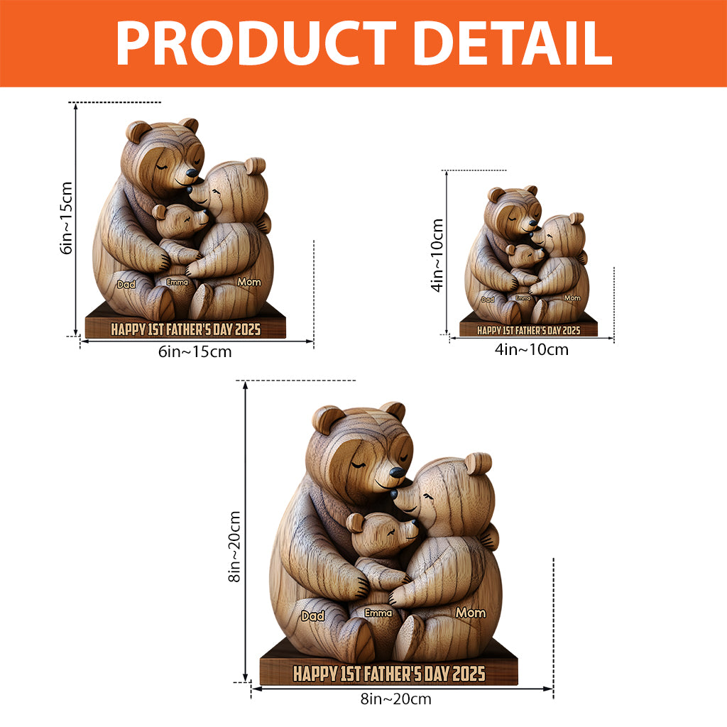 First Father's Day Family Bear - Personalized Father Custom Shaped Acrylic Plaque