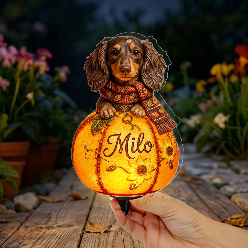 Fall Season Cute Pets - Personalized Dog Solar Acrylic Light