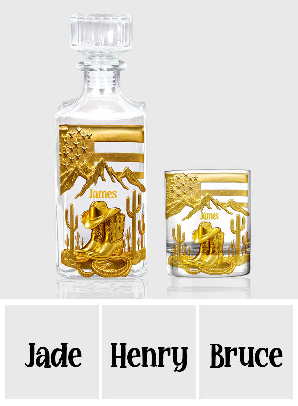 Bottes de cowboy - Ensemble carafe à whisky personnalisé style western