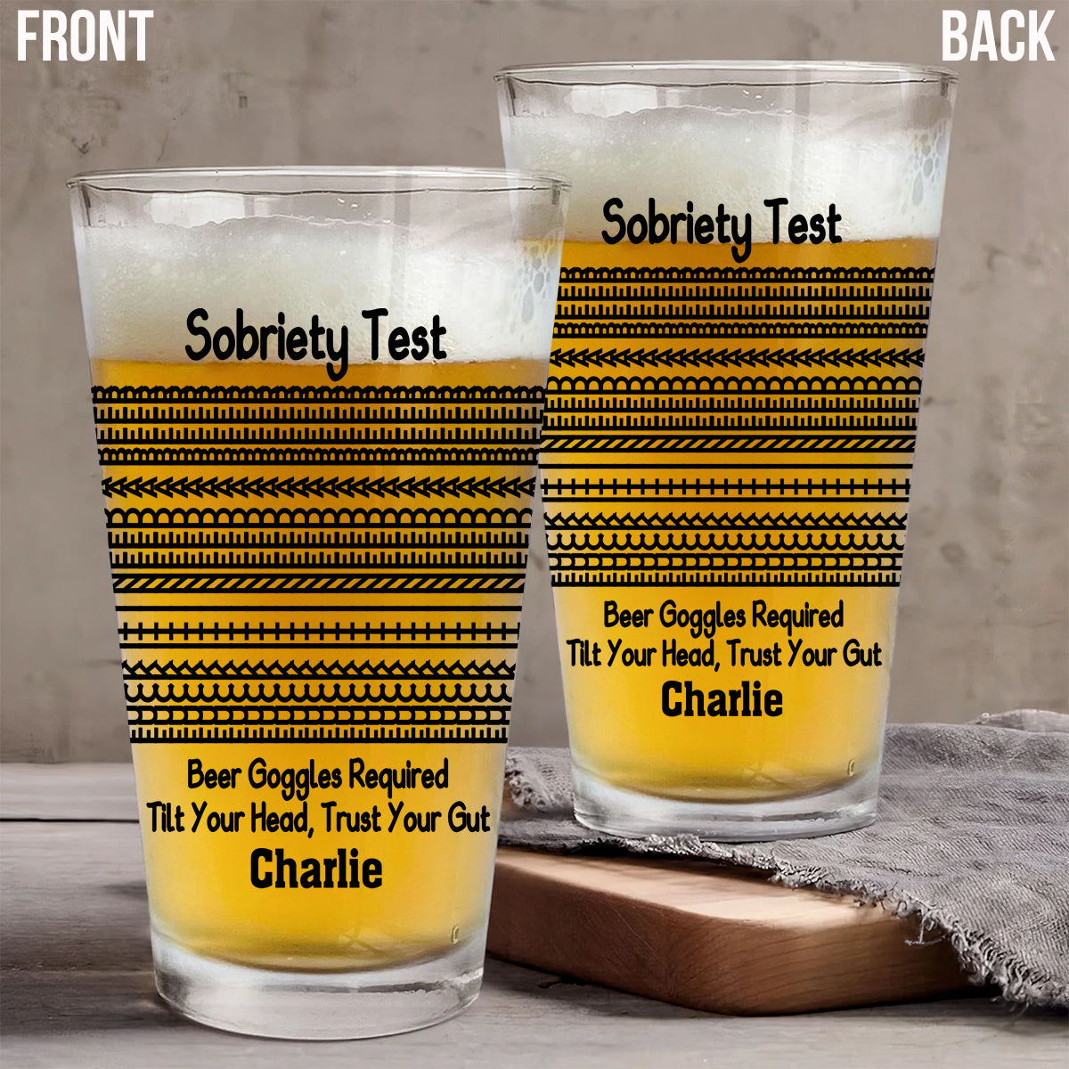 Test de sobriété à la bière - Verre à bière personnalisé