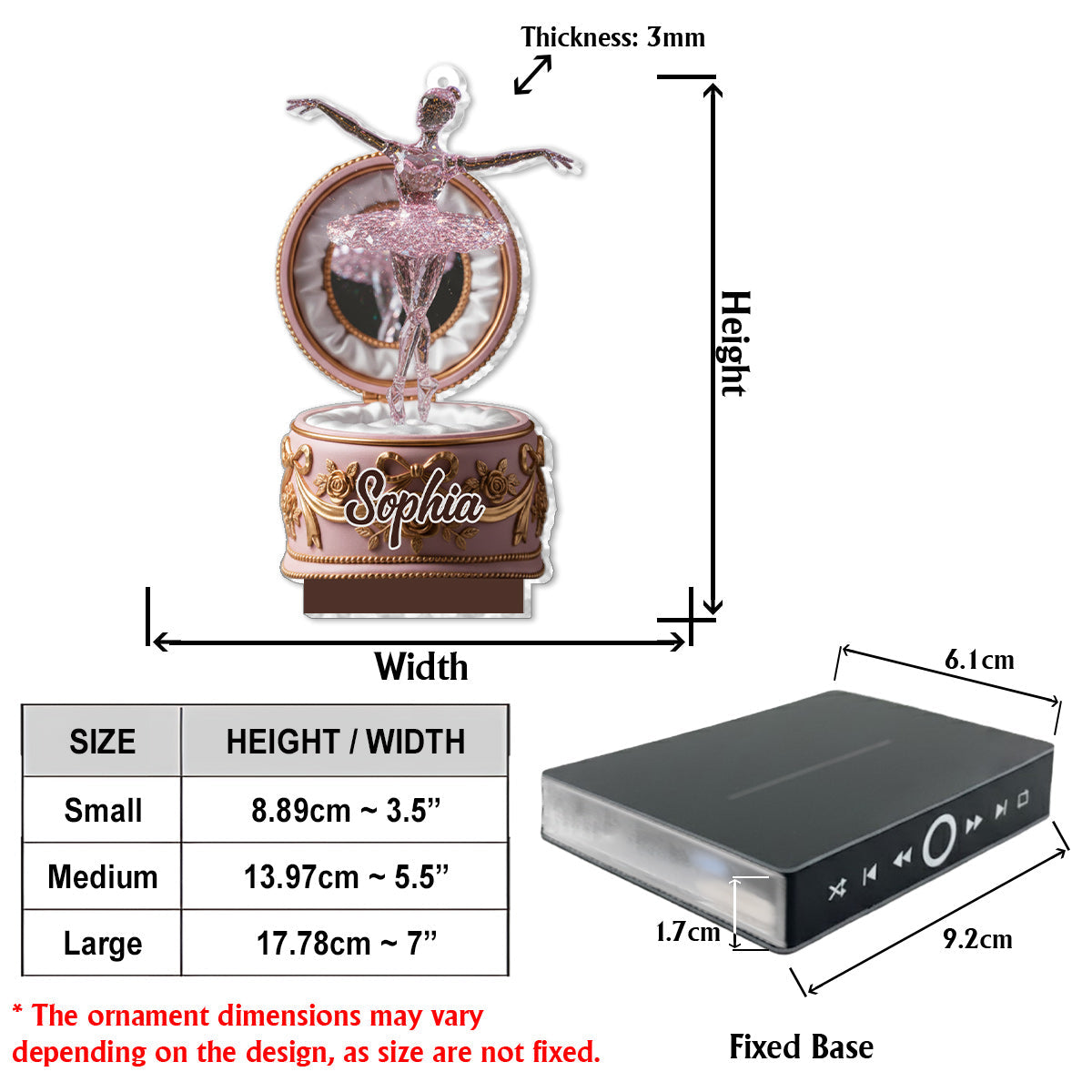 Beautifull Ballerina - Personalized Ballet Music Ornament