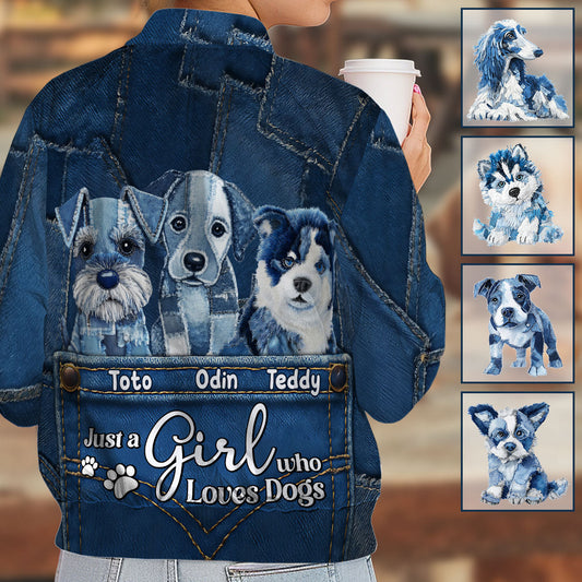Juste une fille qui aime les chiens - Veste bomber personnalisée pour chien