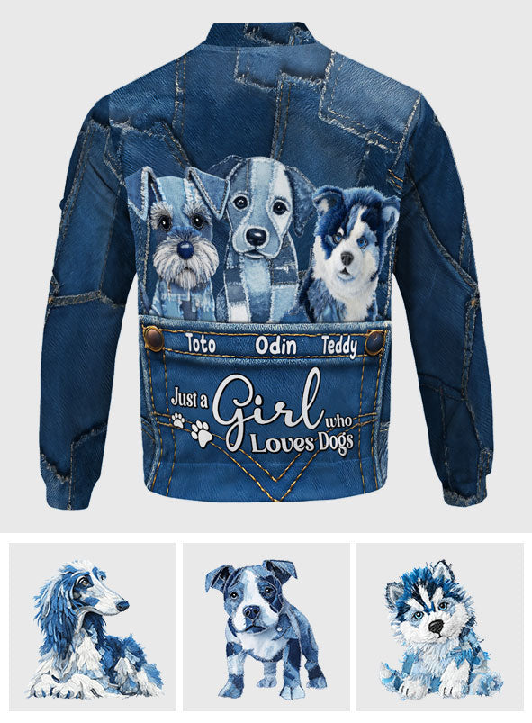 Just A Girl Who Loves Dog - Personalized Dog Bomber Jacket