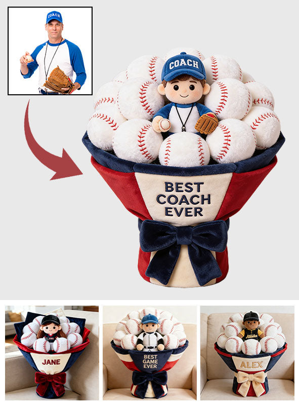 Custom Baseball Plush Bouquet - Personalized Baseball Premium Faux Fur Pillow