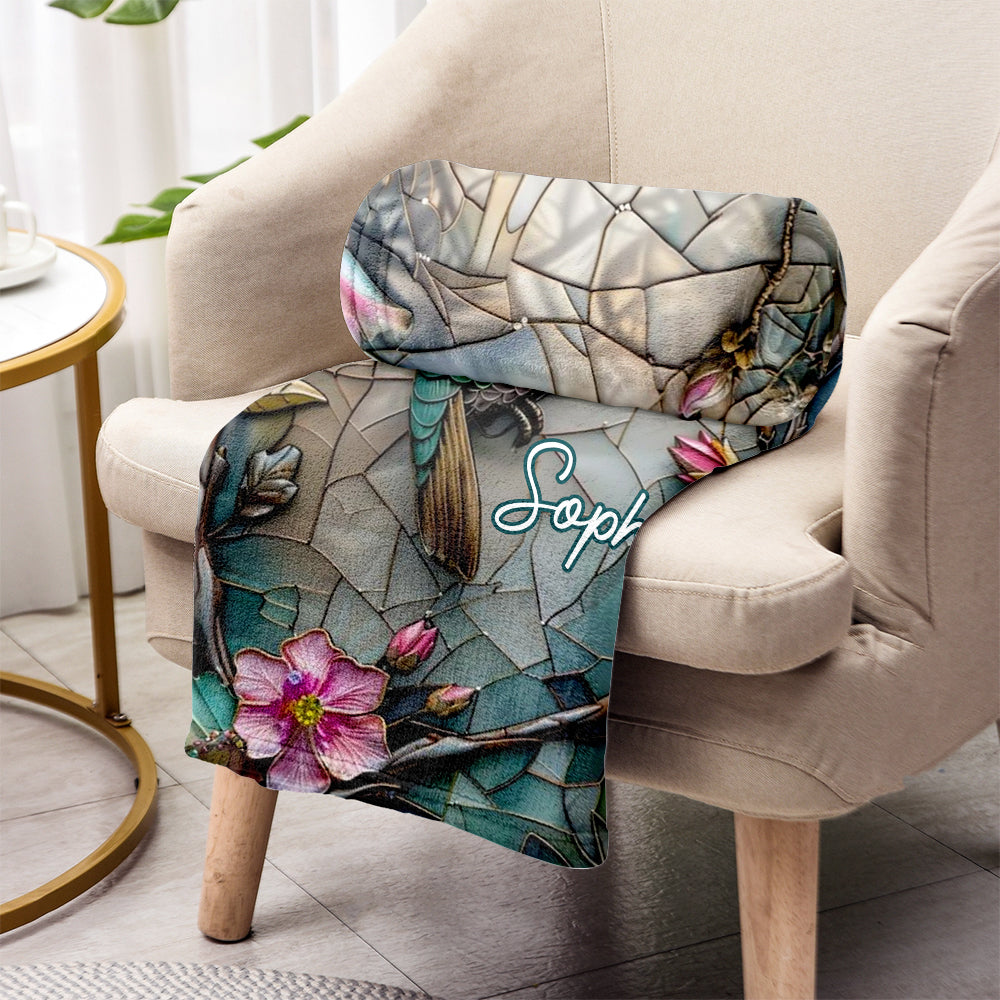 Artistic Hummingbird - Personalized Hummingbird Blanket