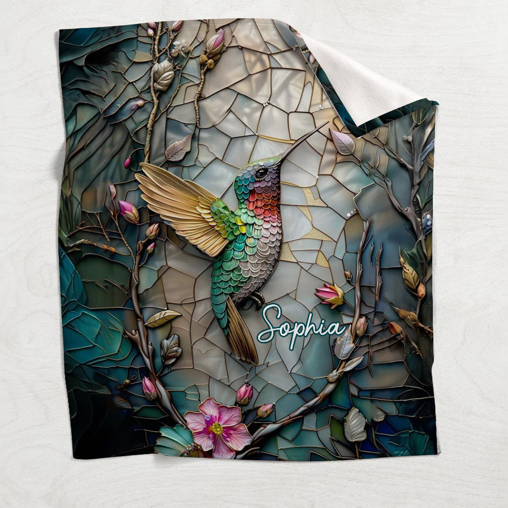Artistic Hummingbird - Personalized Hummingbird Blanket