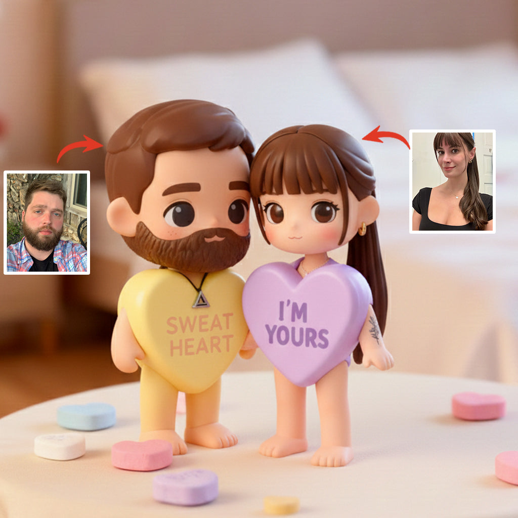 Bonbons en forme de cœur avec photo personnalisée - Figurine 3D personnalisée pour couple