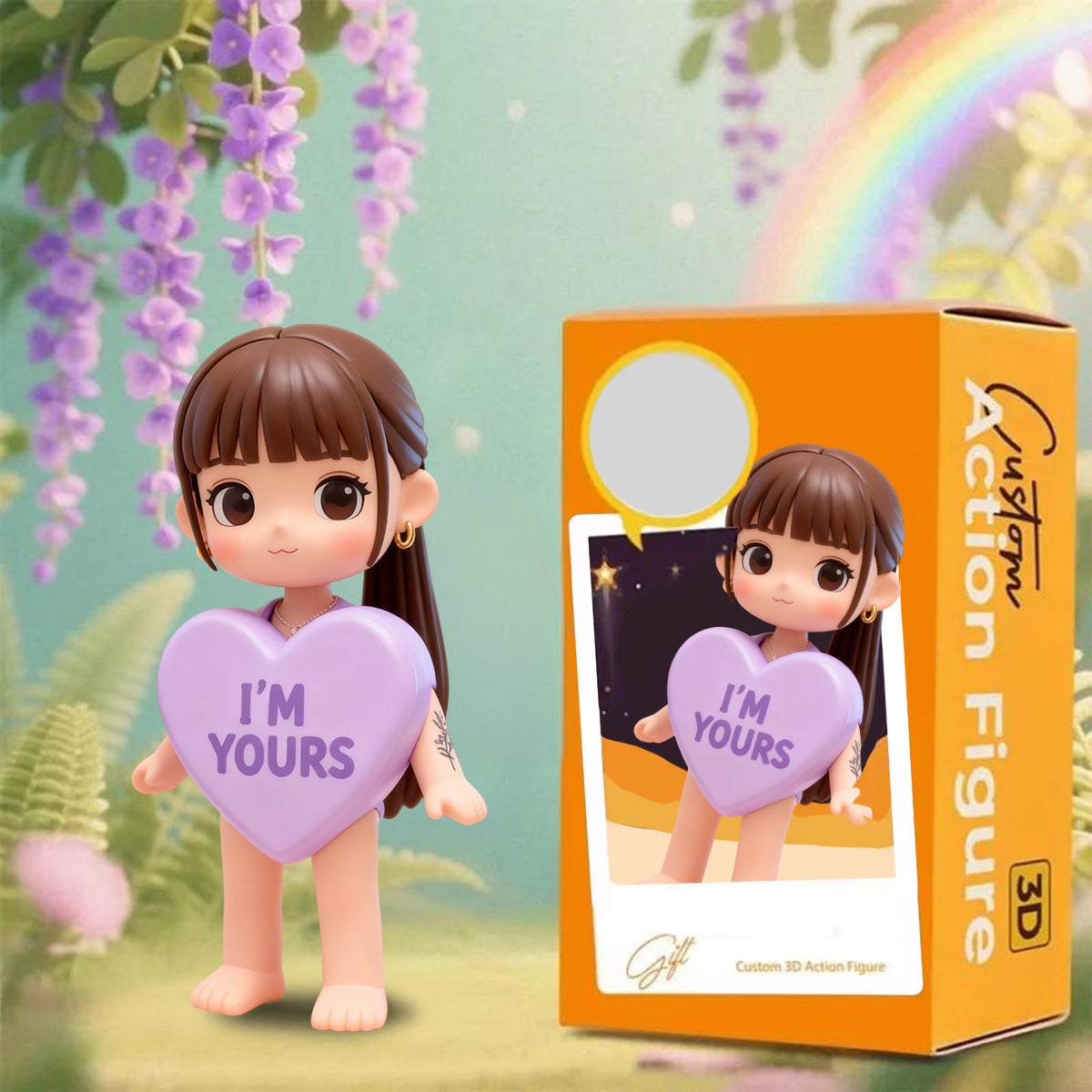 Bonbons en forme de cœur avec photo personnalisée - Figurine 3D personnalisée pour couple