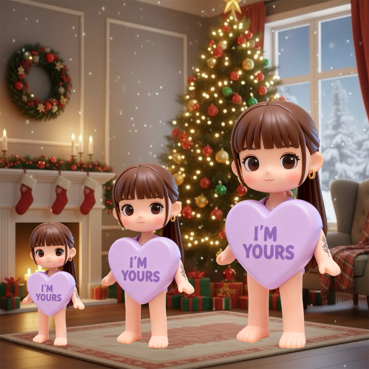 Bonbons en forme de cœur avec photo personnalisée - Figurine 3D personnalisée pour couple