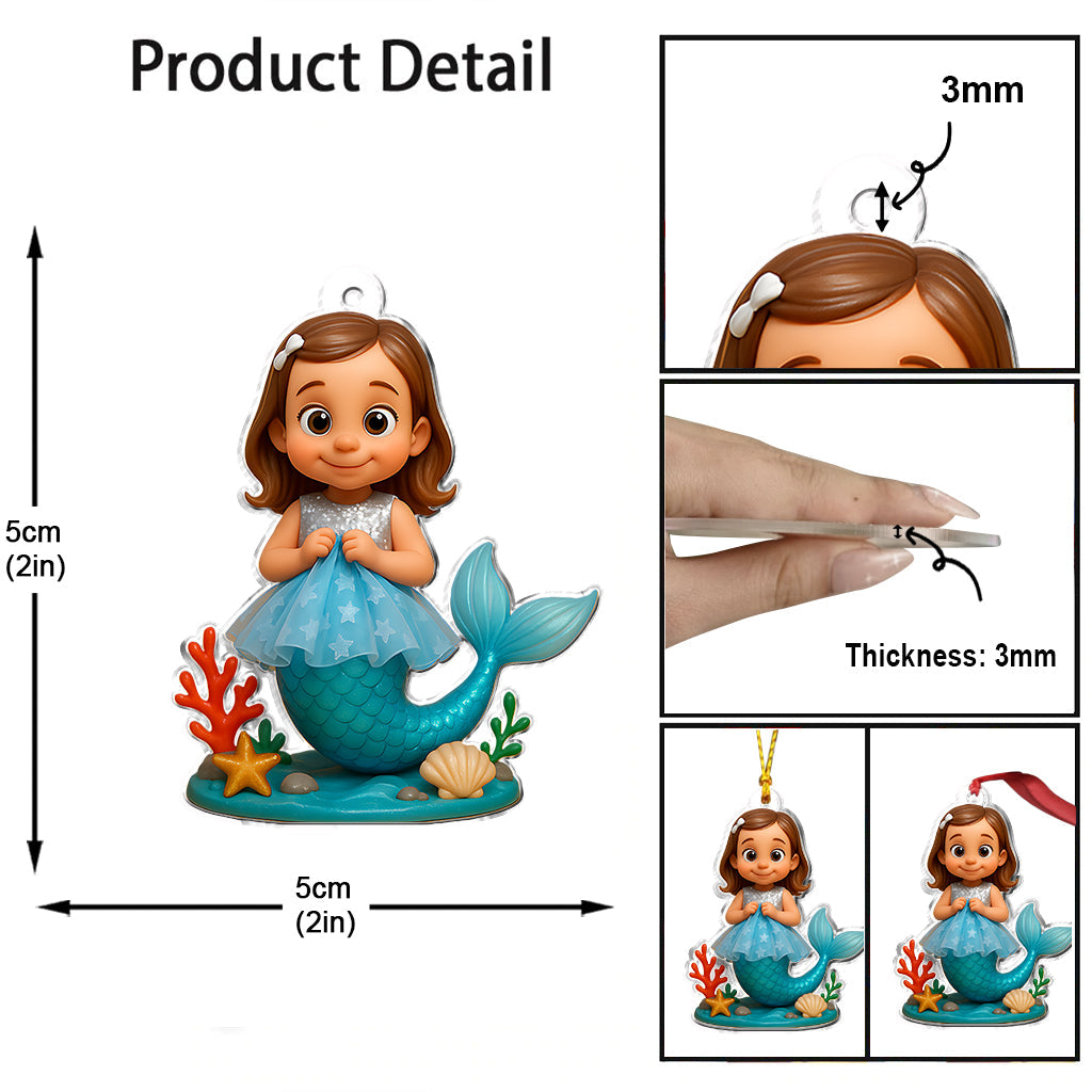 Ornement personnalisé à partir de n'importe quelle photo, cadeau idéal pour les petites filles passionnées de sirènes - Ornement personnalisé pour enfant.