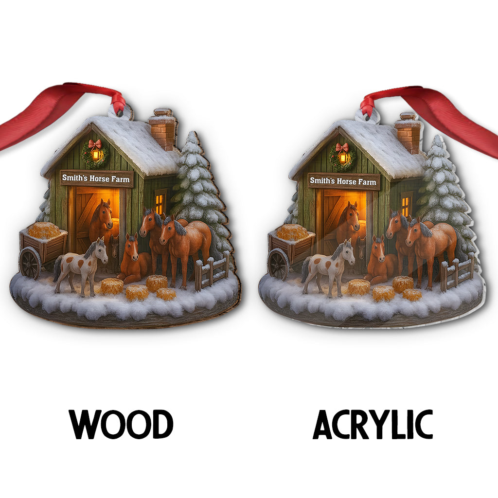 Noël à la ferme équestre - Ornement de cheval personnalisé