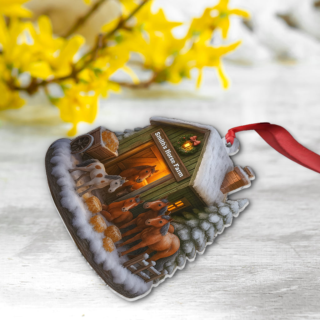 Noël à la ferme équestre - Ornement de cheval personnalisé