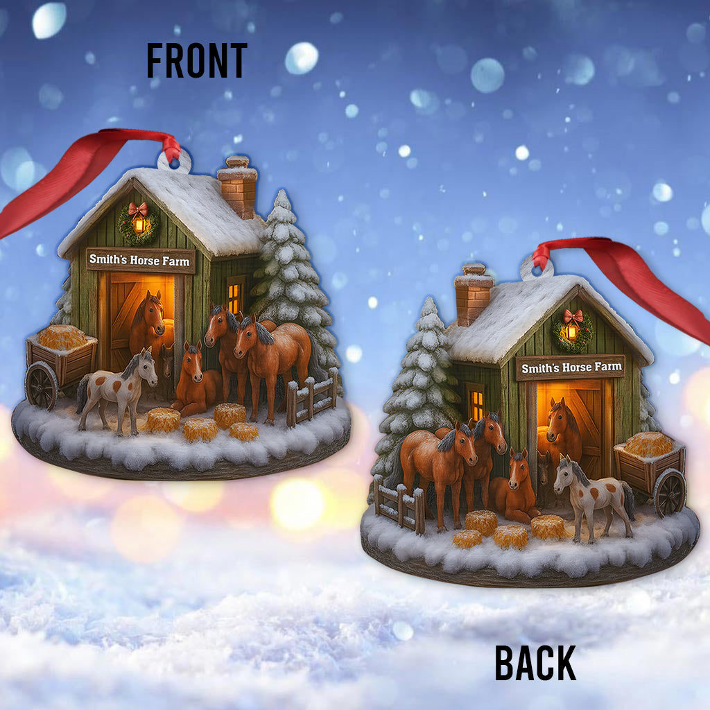 Noël à la ferme équestre - Ornement de cheval personnalisé