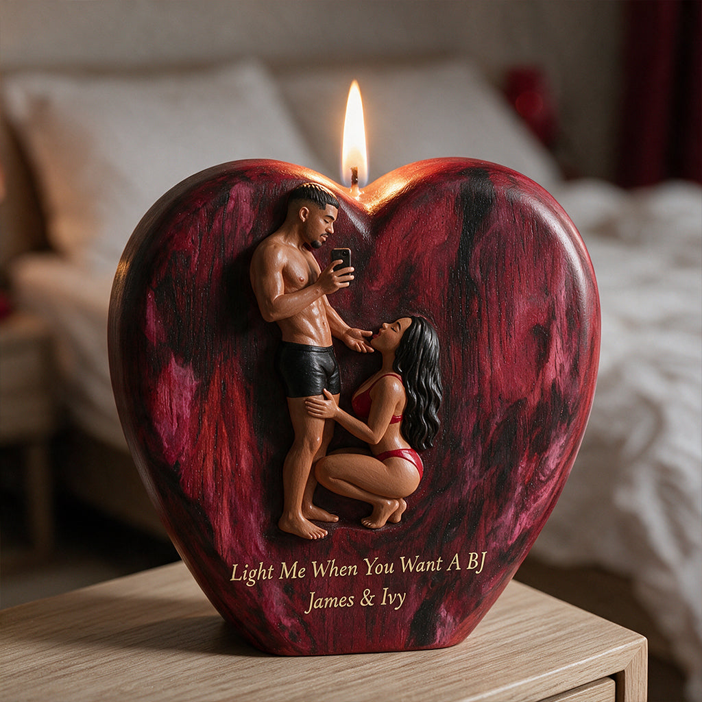 Light Me - Personalized Spicy Couple Custom Shape Wooden Candle Holder