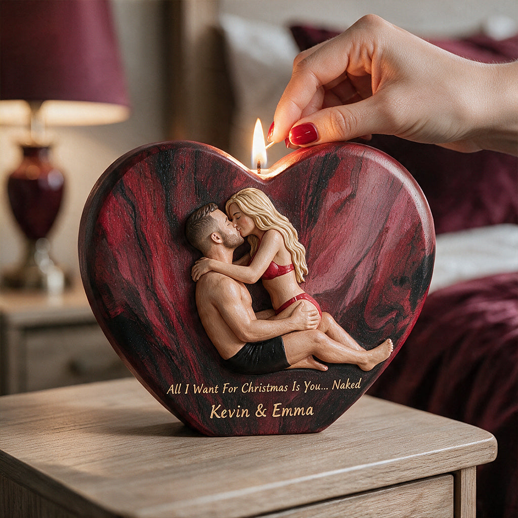 Light Me - Personalized Spicy Couple Custom Shape Wooden Candle Holder