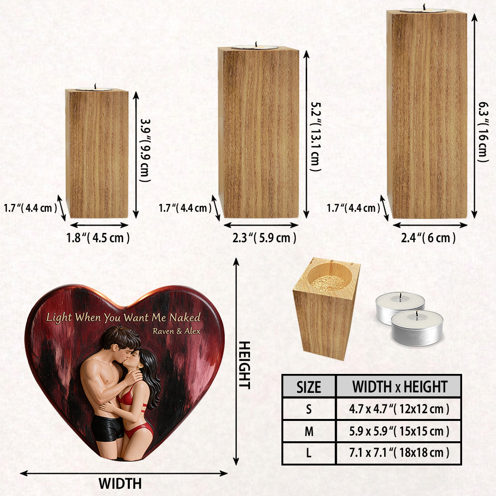 Light Me - Personalized Spicy Couple Custom Shape Wooden Candle Holder