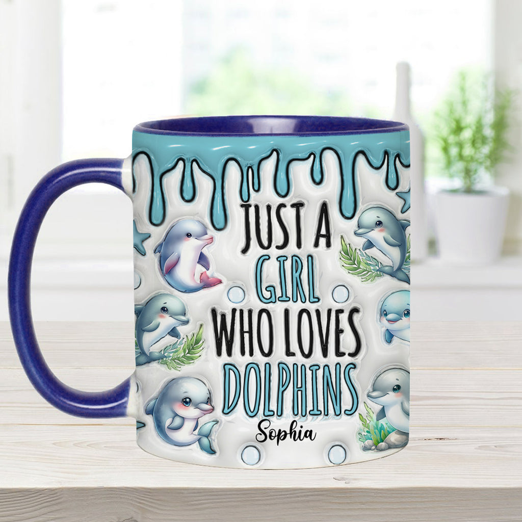 Just A Girl Who Loves Dolphins - Personalized Dolphin Accent Mug