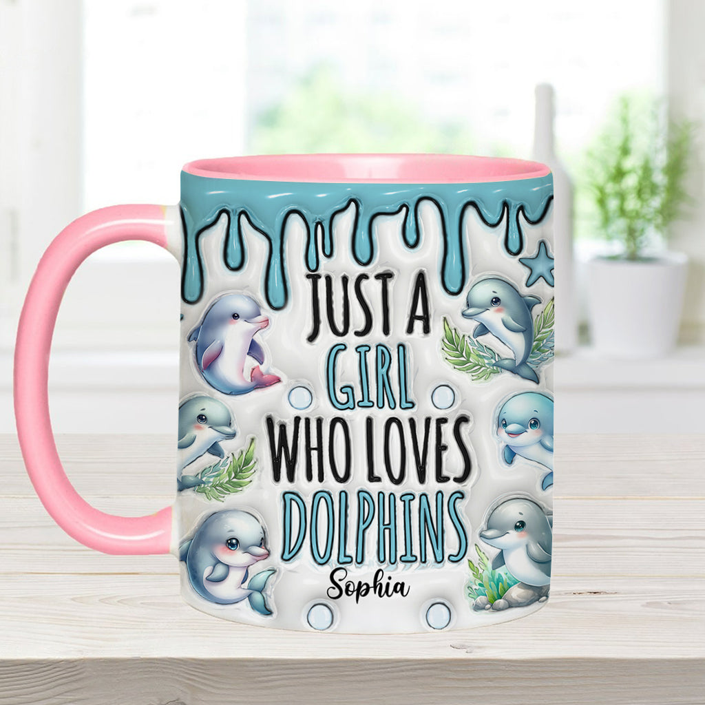 Just A Girl Who Loves Dolphins - Personalized Dolphin Accent Mug