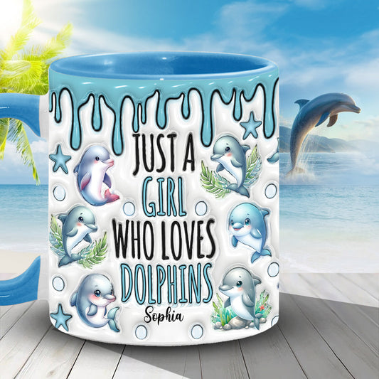 Mug personnalisé « Juste une fille qui aime les dauphins » avec motif dauphin