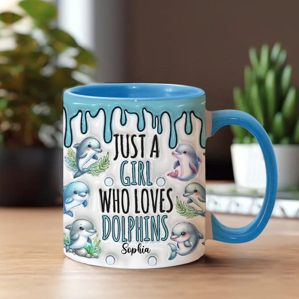 Just A Girl Who Loves Dolphins - Personalized Dolphin Accent Mug