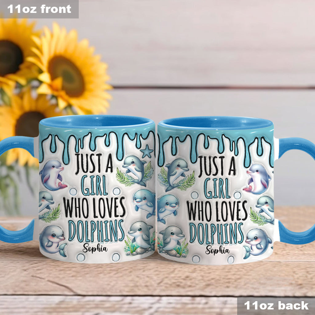 Just A Girl Who Loves Dolphins - Personalized Dolphin Accent Mug