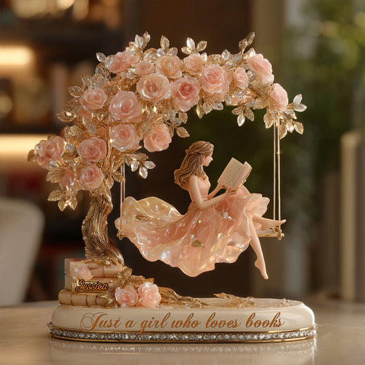 Une fille qui aime les livres - Plaque acrylique personnalisée en forme de livre