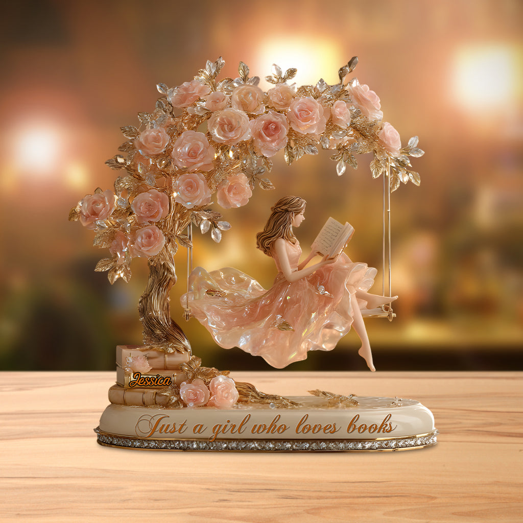 Une fille qui aime les livres - Plaque acrylique personnalisée en forme de livre