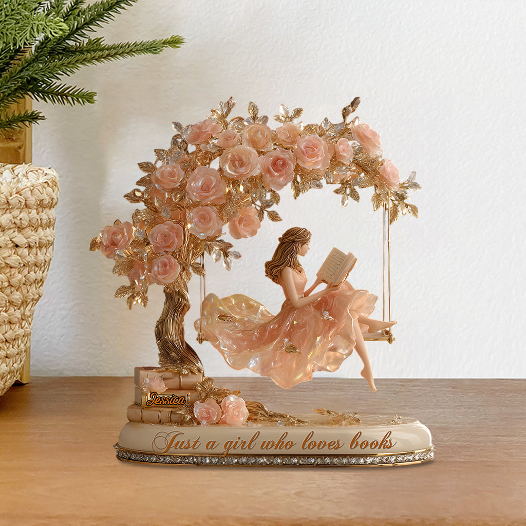 Une fille qui aime les livres - Plaque acrylique personnalisée en forme de livre