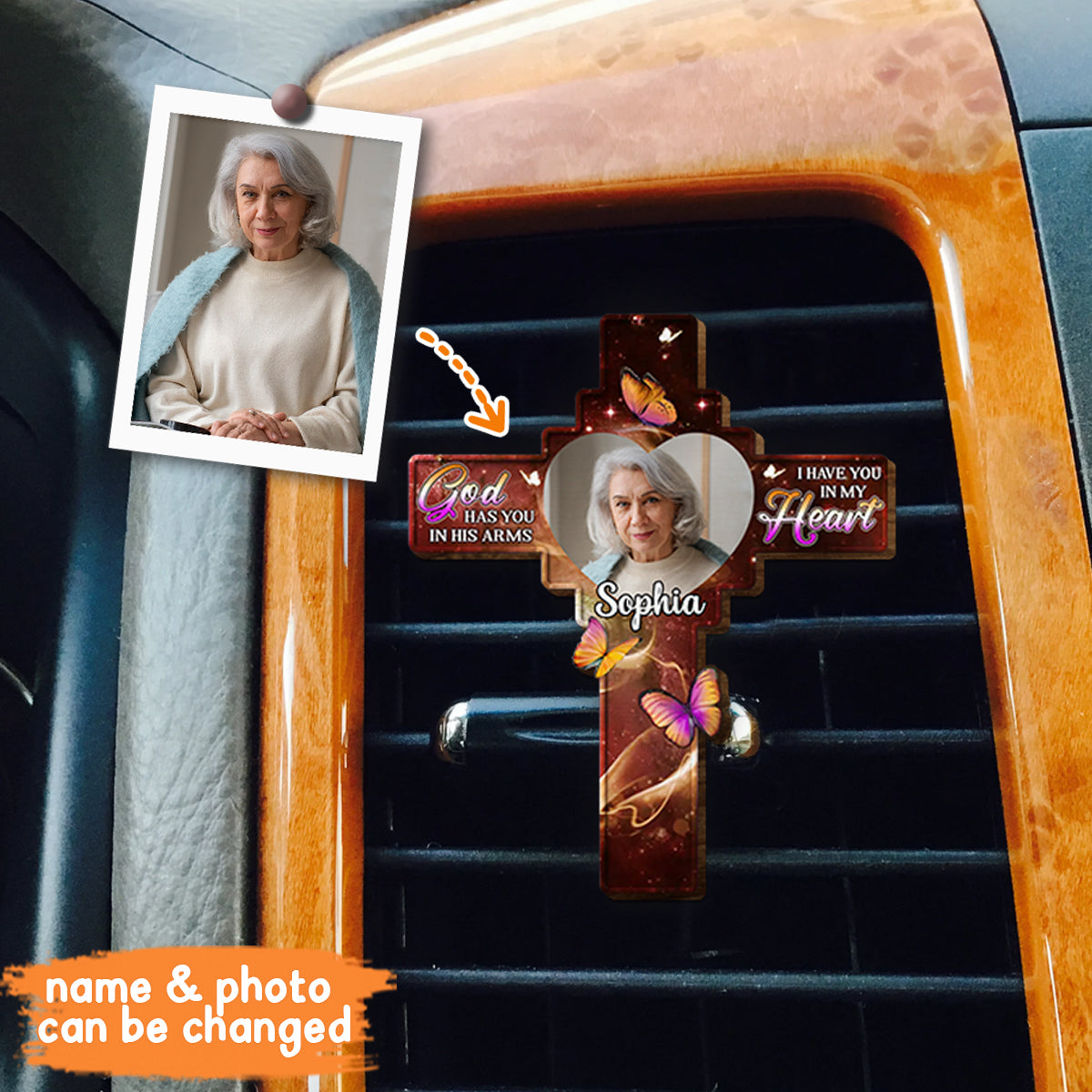 Photo personnalisée « À jamais dans nos cœurs » - Clip de pare-soleil de voiture en forme de mémorial