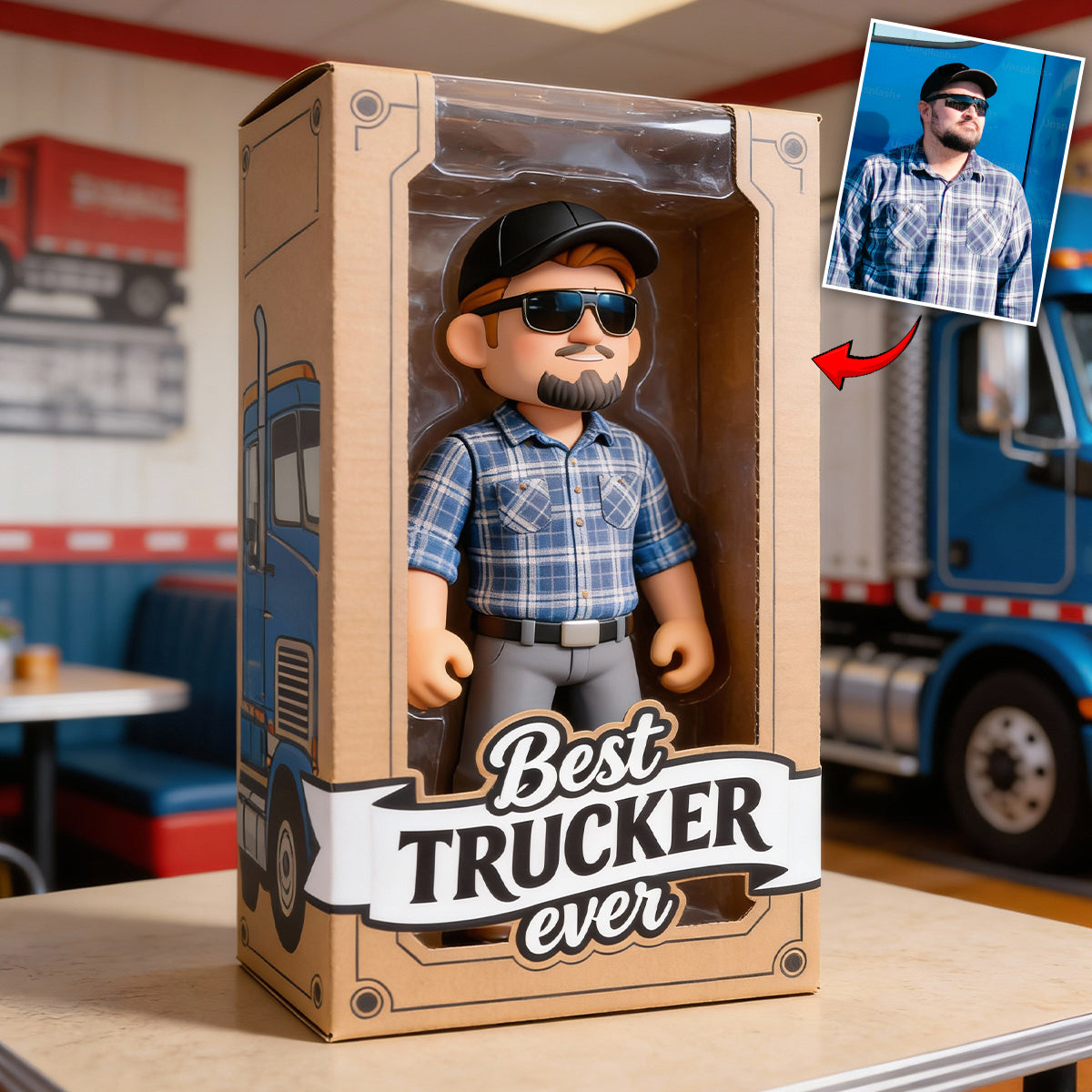 Cadeaux pour camionneurs - Plaque acrylique personnalisée en forme de camionneur