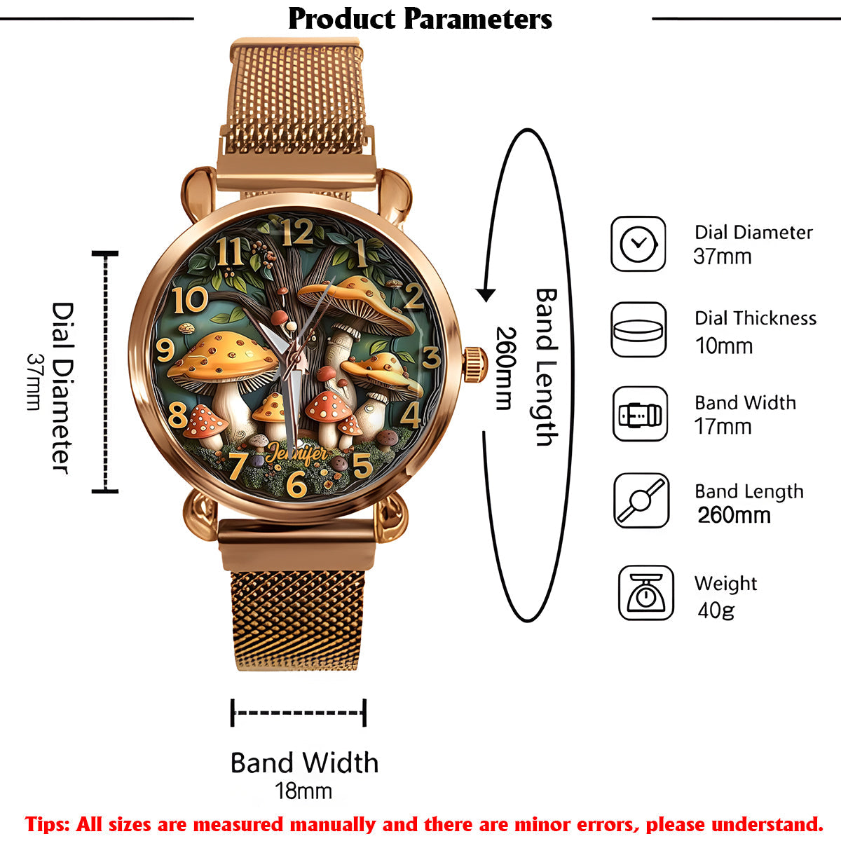 Mushroom and Tree - Personalized Hippie Women Hand Watch