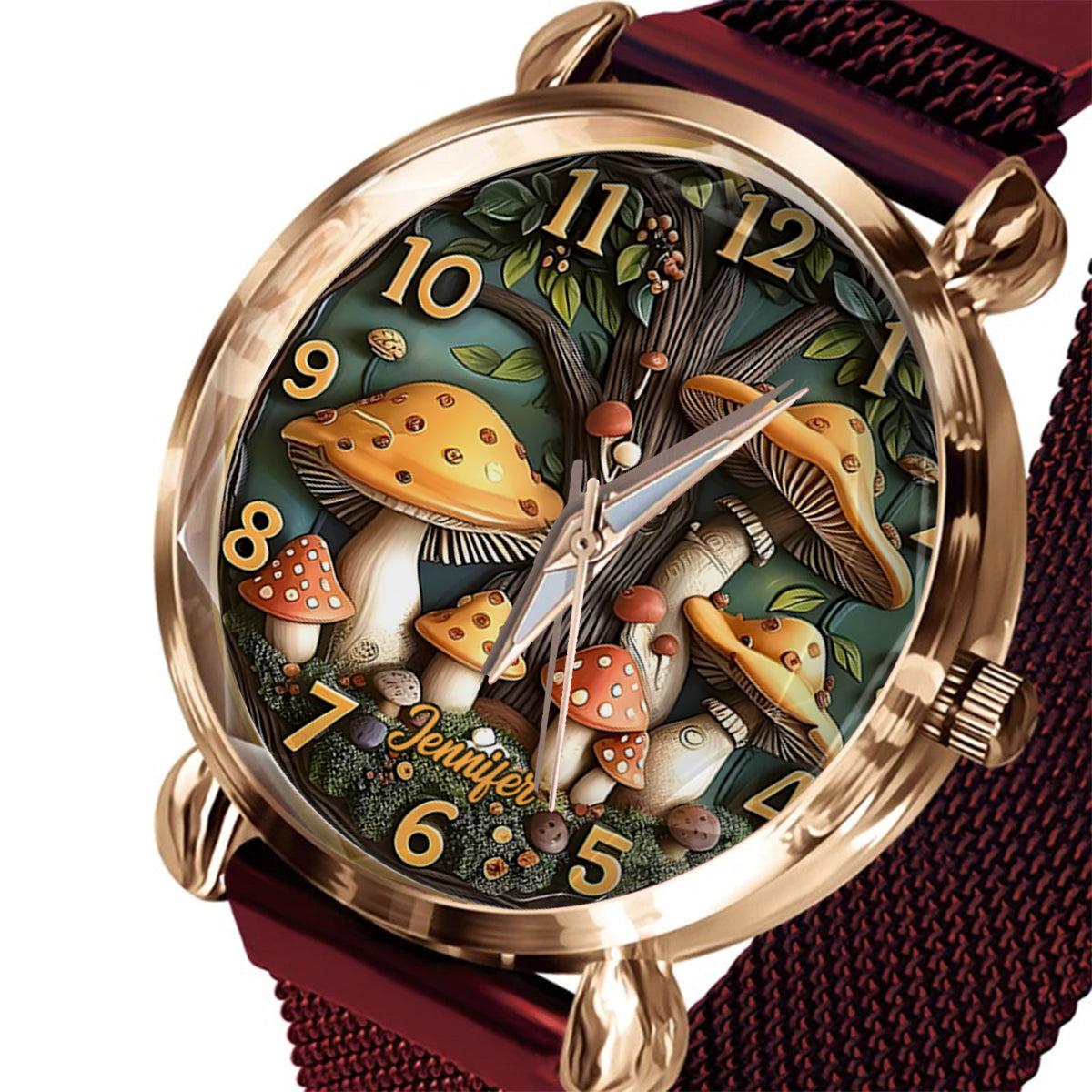 Mushroom and Tree - Personalized Hippie Women Hand Watch