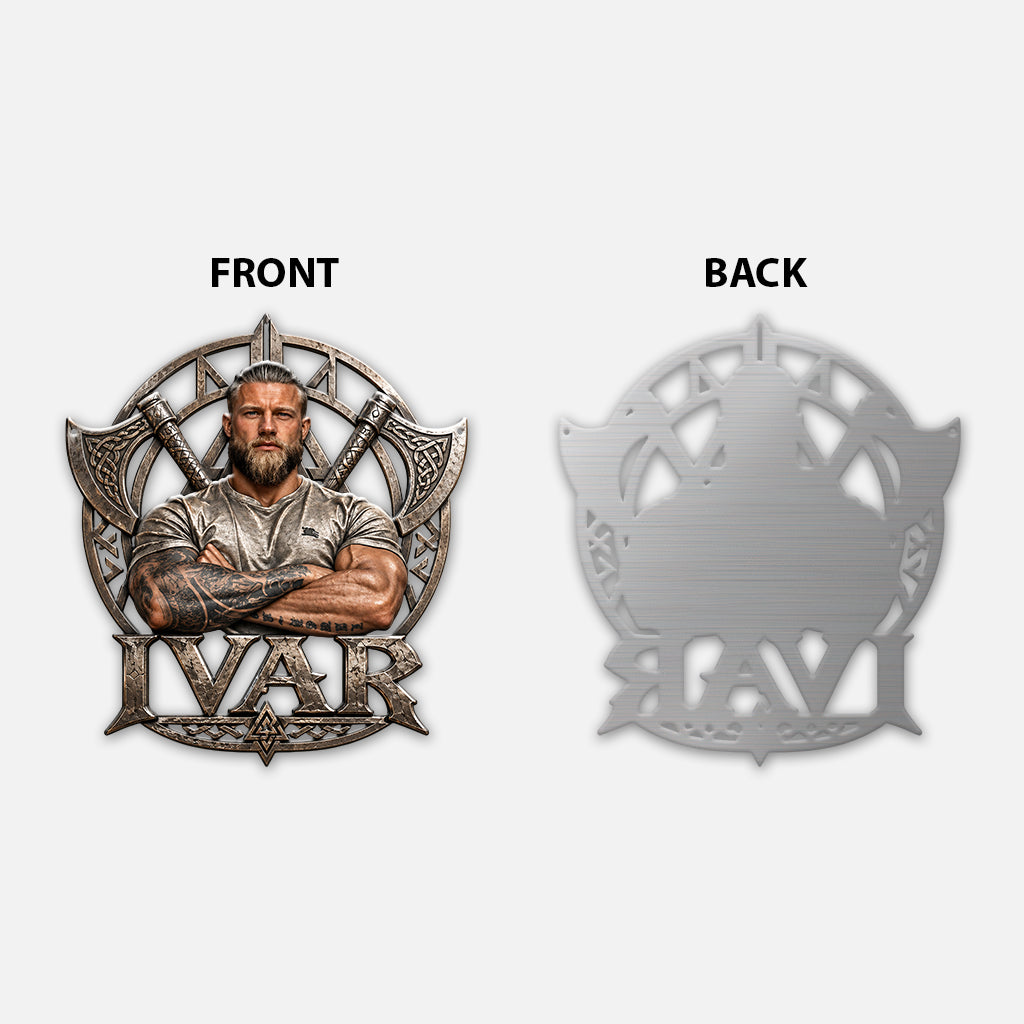Guerrier Viking - Panneau en métal découpé 3D personnalisé