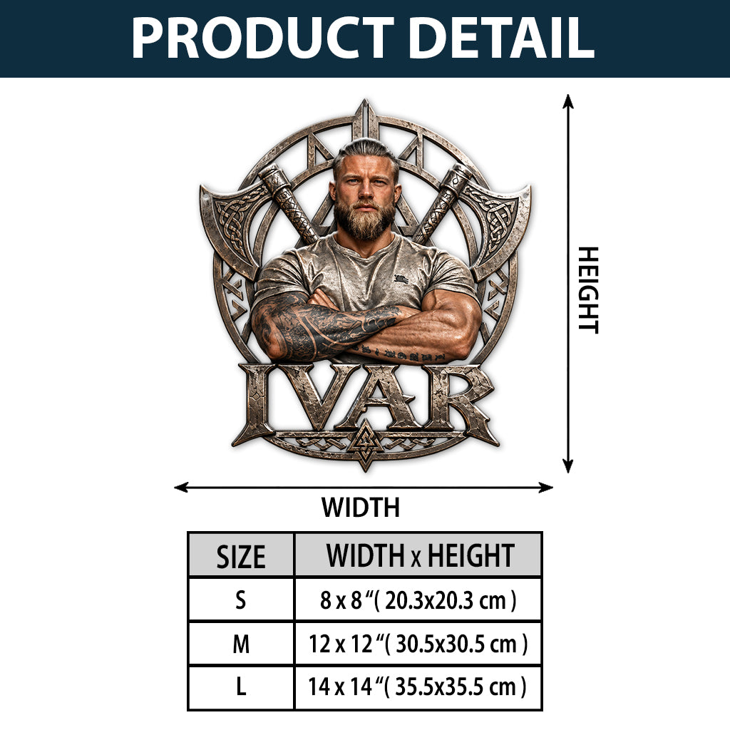 Guerrier Viking - Panneau en métal découpé 3D personnalisé
