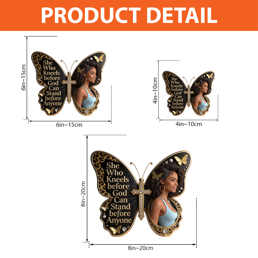 She Who Kneels Before God Can Stand Before Anyone - Personalized African American Custom Shaped Acrylic Plaque