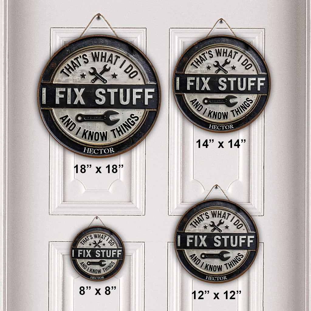 Je répare des trucs - Panneau rond en bois personnalisé pour les passionnés de voitures