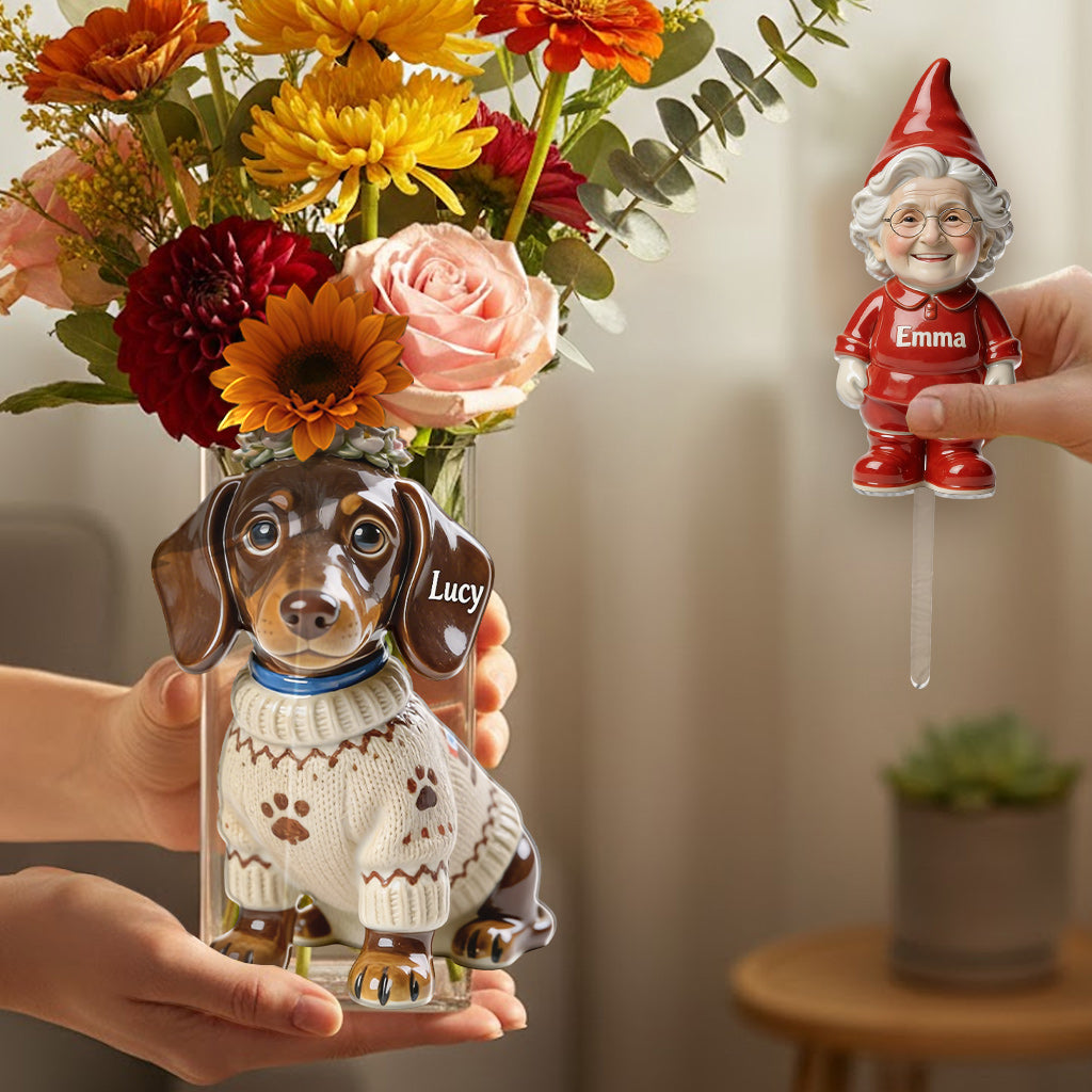 Custom Any Photo - Personalized Dog Acrylic Pot & Stake