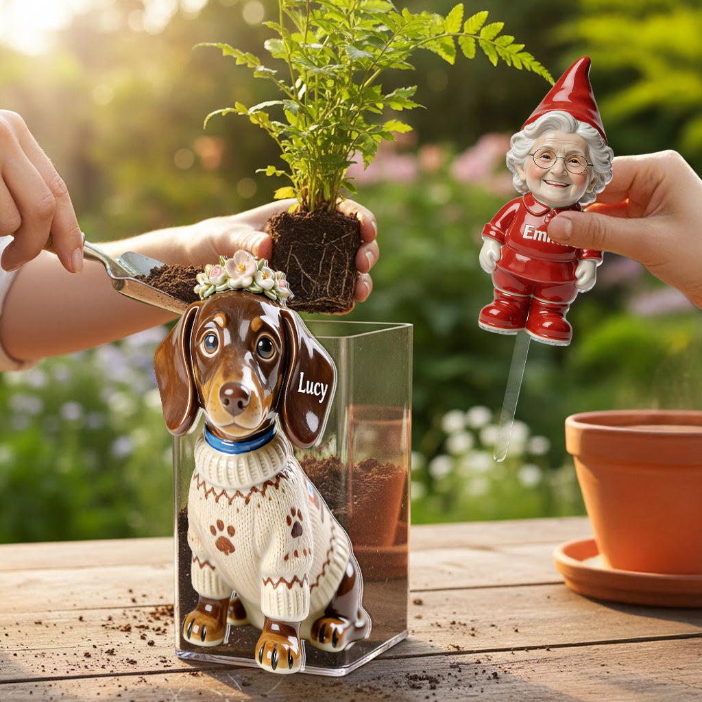 Custom Any Photo - Personalized Dog Acrylic Pot & Stake