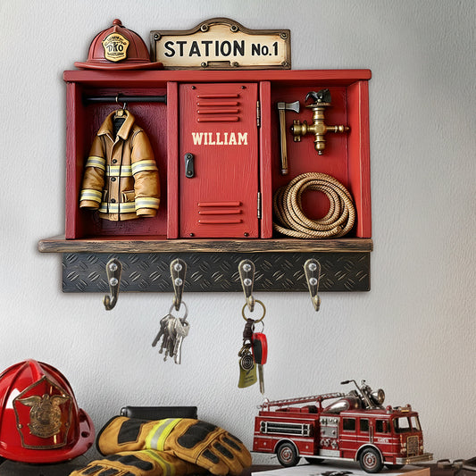 Proud Firefighter - Personalized Firefighter Custom Shaped Hanging Rack
