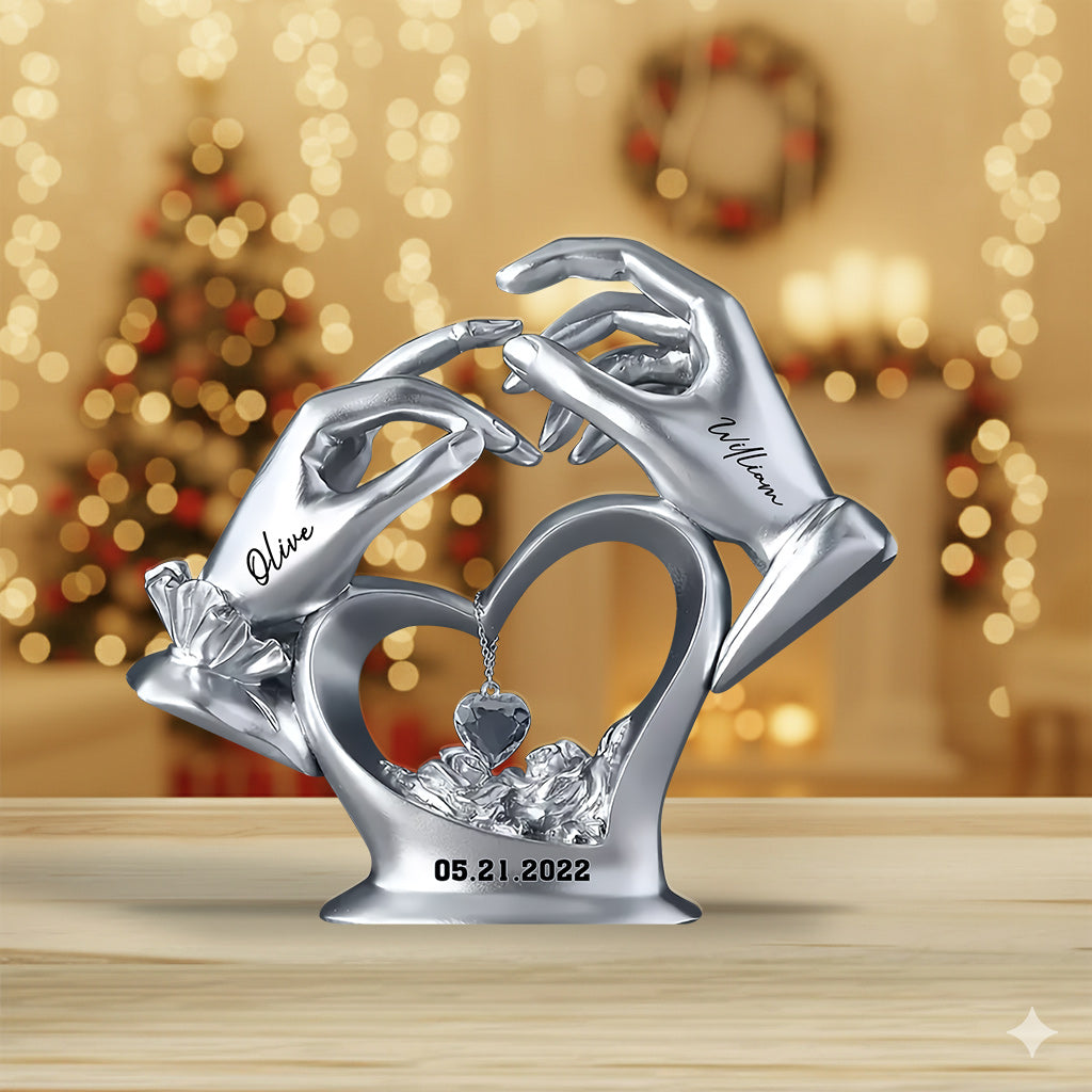 Cadeau d'anniversaire de Noël pour un couple - Plaque acrylique personnalisée en forme de couple