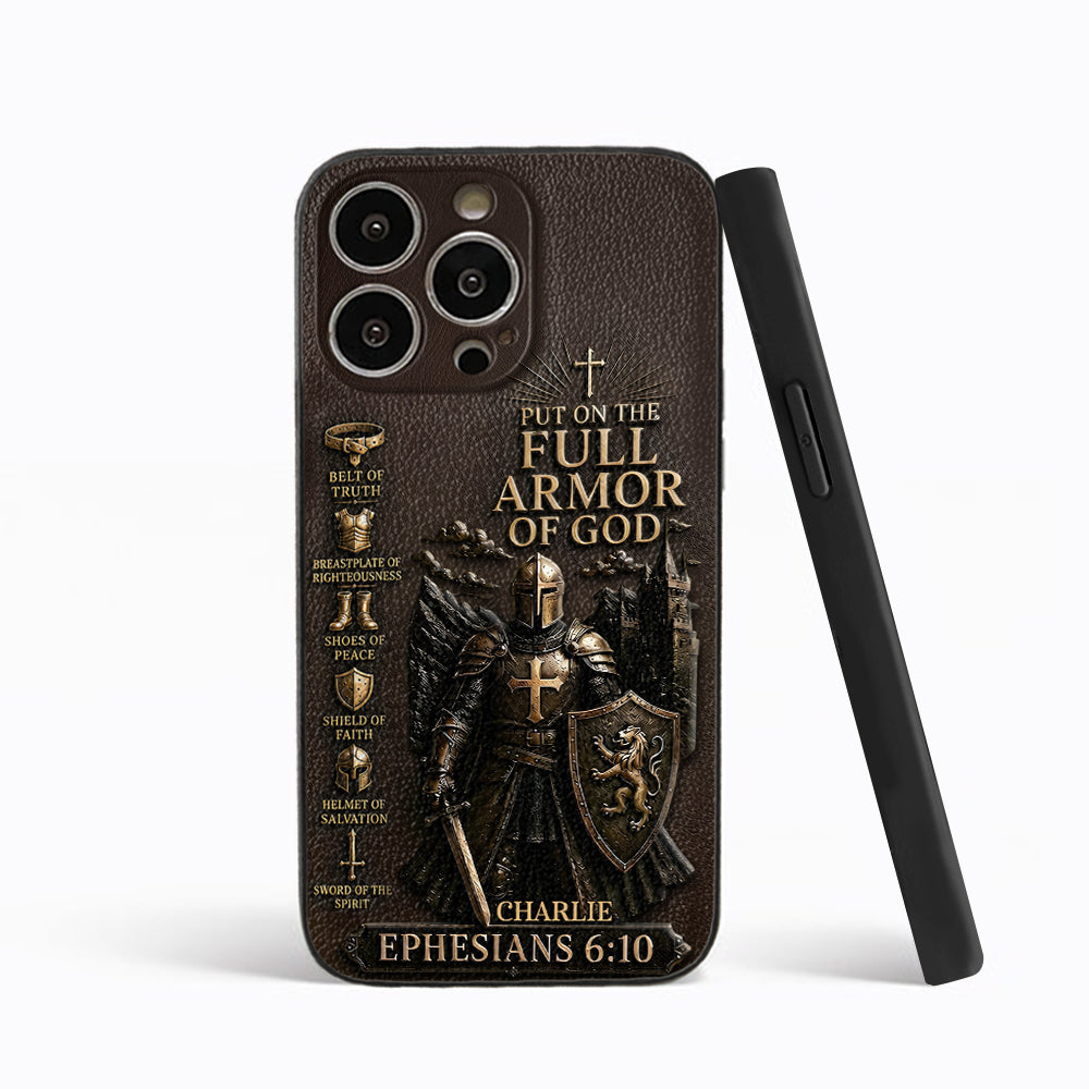 Mettez l'Amour Complet de Dieu, Cadeau pour Chrétiens - Coque de Téléphone en Cuir Personnalisée 3D Embossée