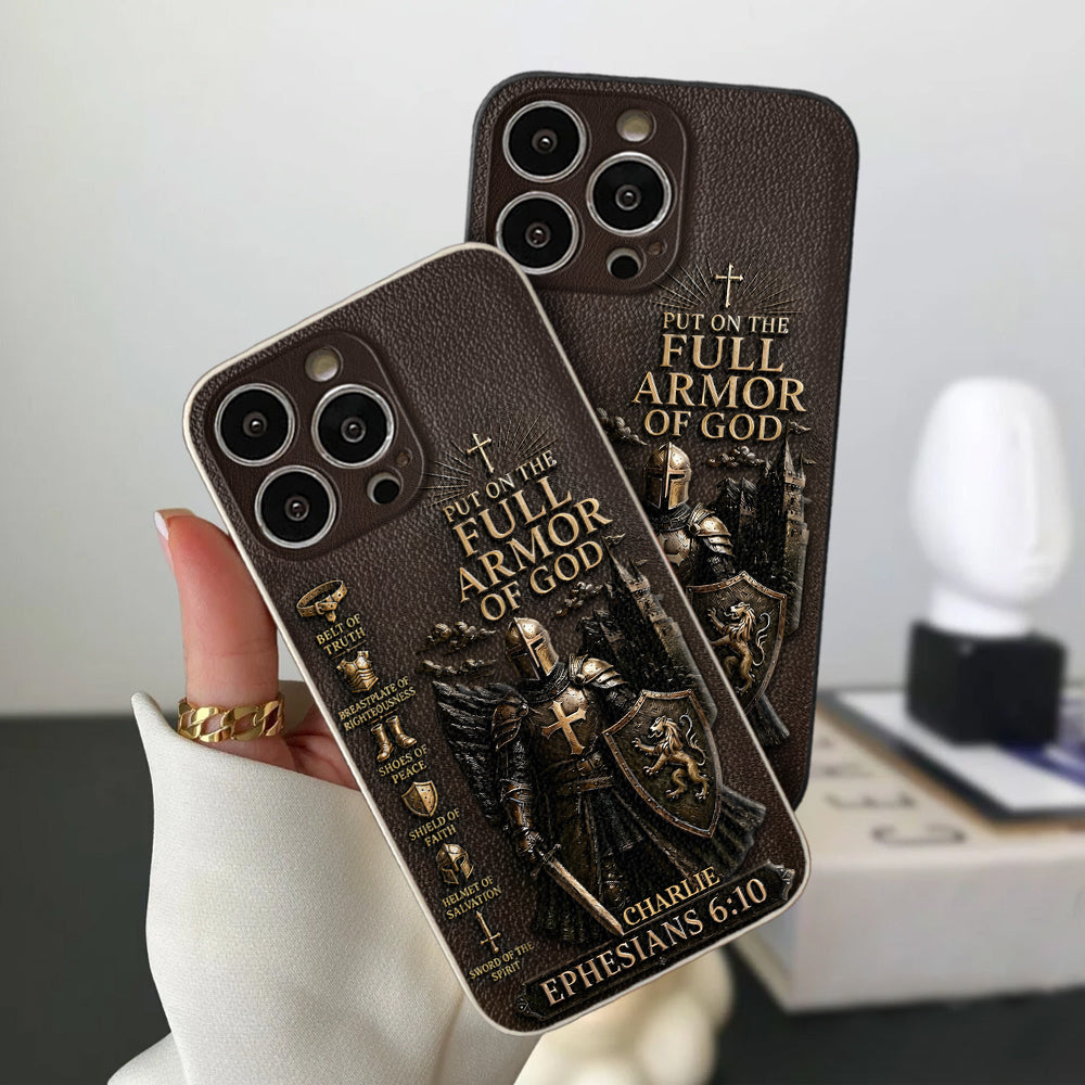 Mettez l'Amour Complet de Dieu, Cadeau pour Chrétiens - Coque de Téléphone en Cuir Personnalisée 3D Embossée
